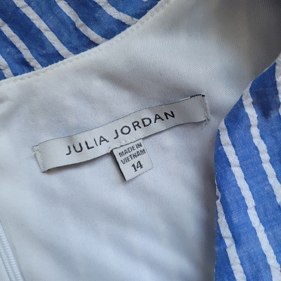Julia Jordan Blue/White Striped Dress Size 14 - Picture 7 of 7